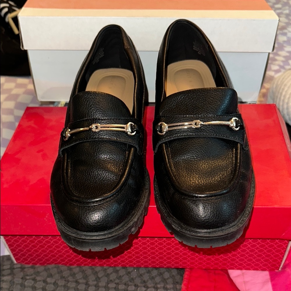 Kelly & Katie Black Leather Loafers
